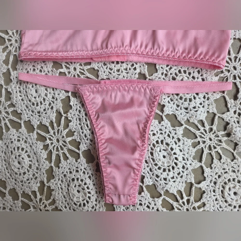 Dolls Kill Sugar Thrillz Floral Pink & Red Sultry Surrender Lingerie Set